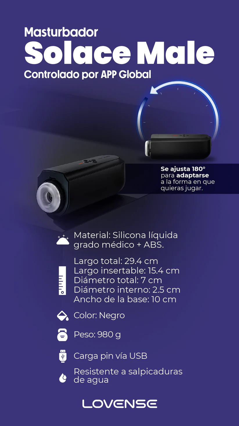 Masturbador Masculino Lovense Solace Male – Placer Inteligente con Control Remoto 📱